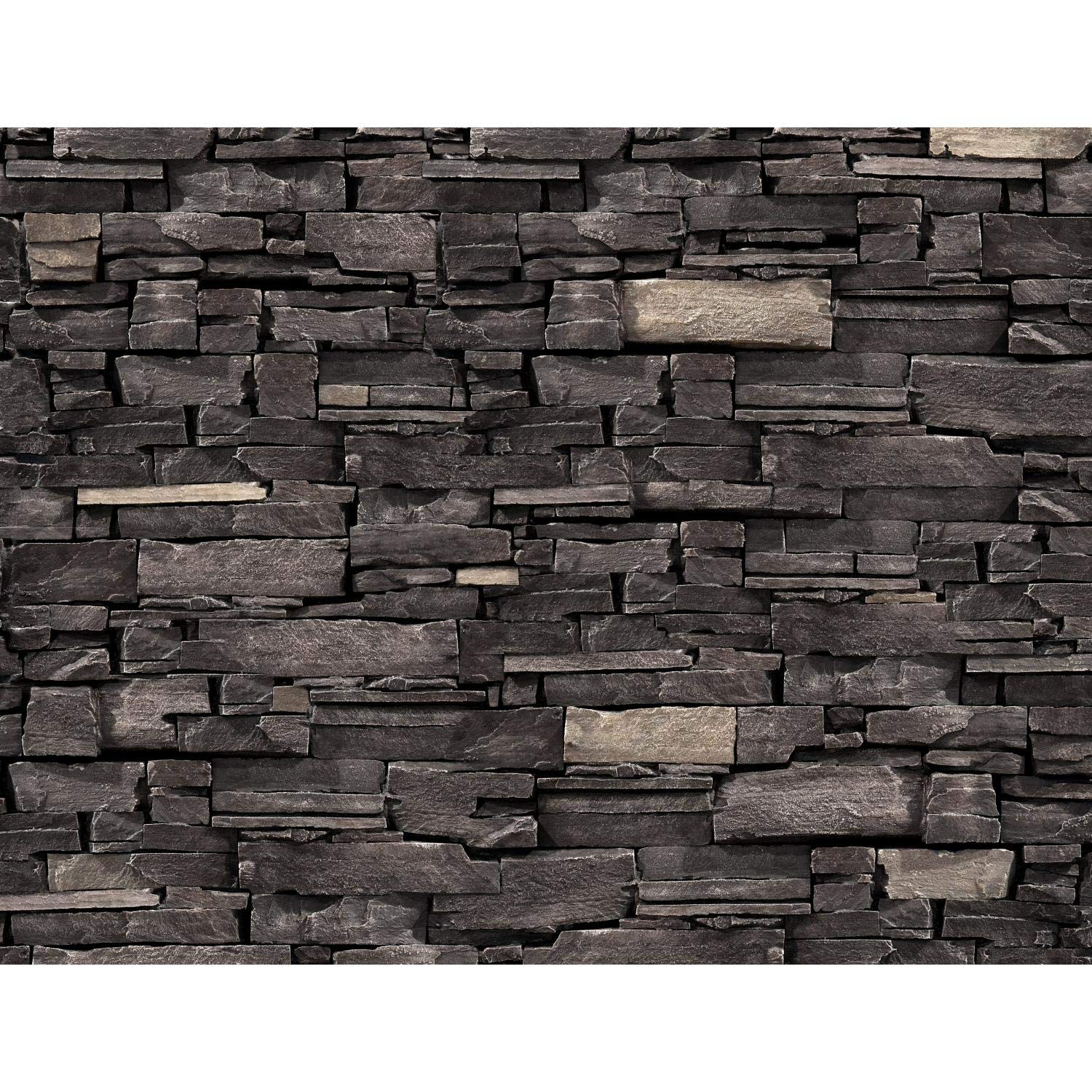 Fototapete Steinwand 3D Effekt Grau 396 x 280 cm Vlies ...