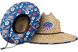 FOCO NFL Team Logo Americana Floral Lifeguard Beach Straw Sun Hat