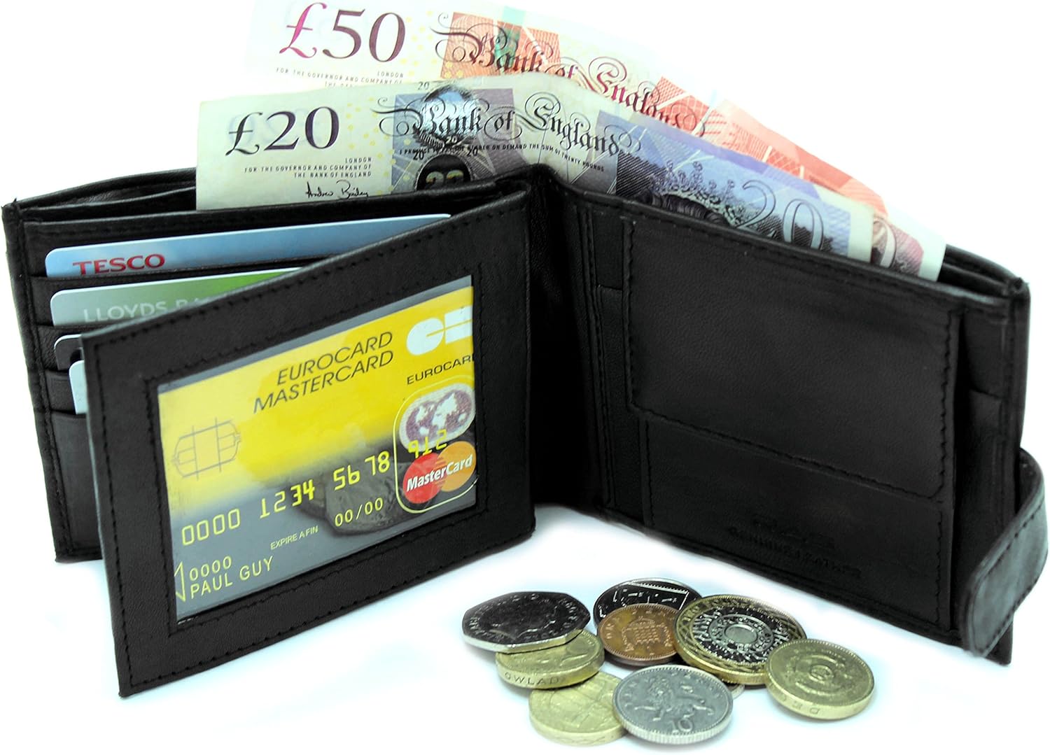 RAS Personalised Custom Engraved Wallet Men, Black, 12cm x 9.5cm - Image 4