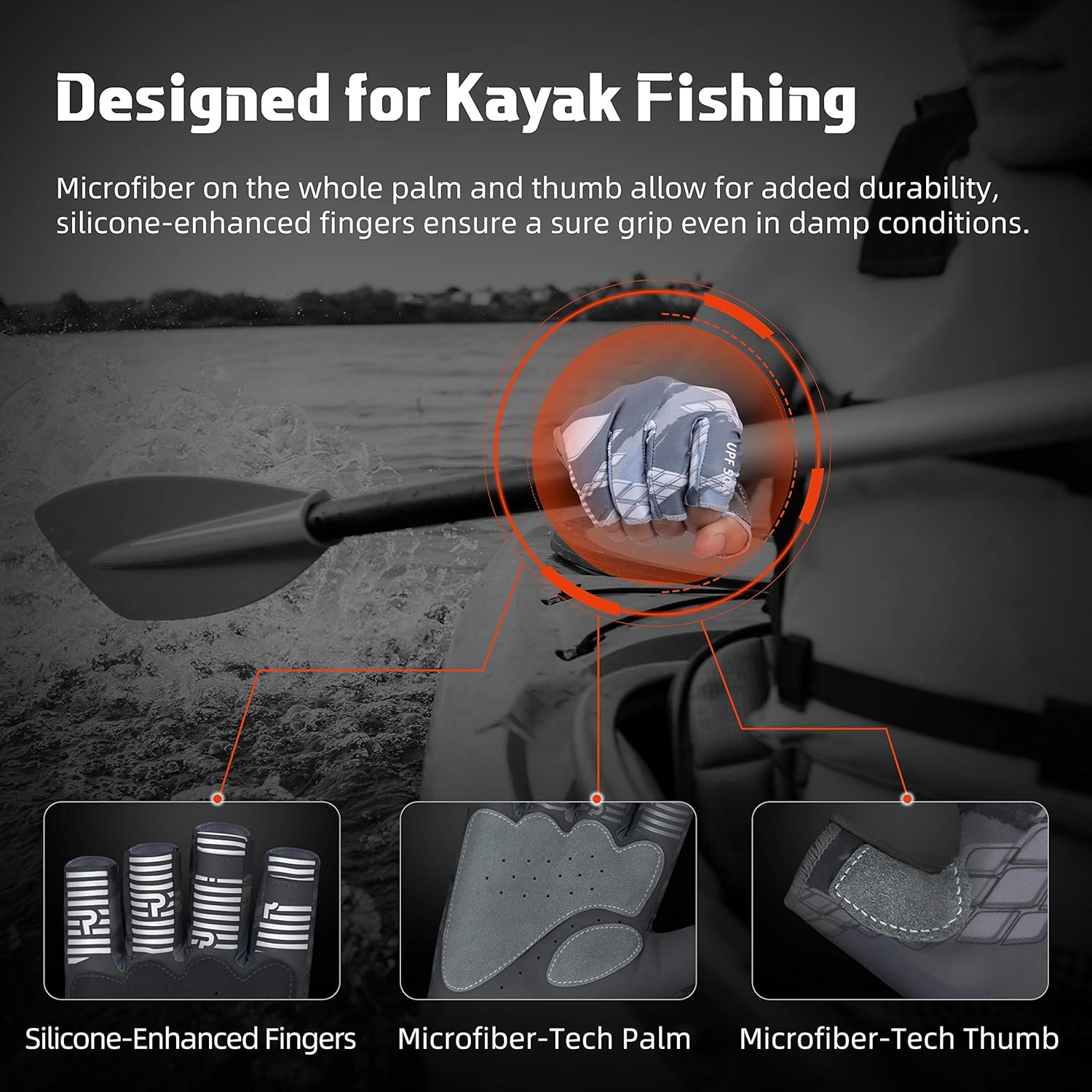 RUNCL Fingerless Gloves RAGUEL, Fishing Gloves, Sun Gloves - UPF 50+ Sun Protection, Microfiber-Tech Safeguard, Half-Finger Style, Breathable Ventilation - Kayaking, Rowing, Cycling, Mowing, Gardening : Sports & Outdoors