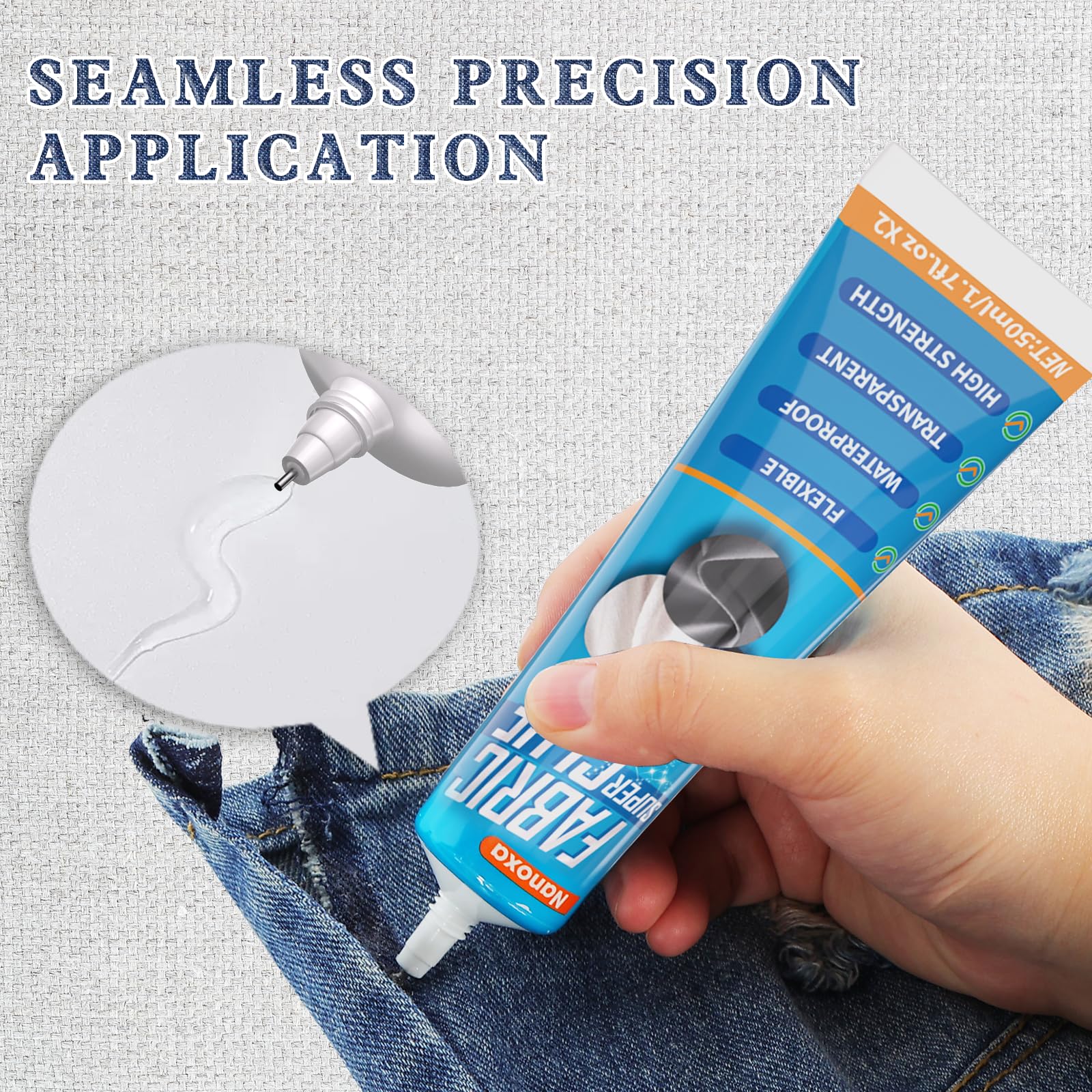 100ml Fabric Glue, Extra Strong Quick Bond Fabric Adhesive, Machine Washable and Permanent Bond for Clothing Hemming, Leather, DIY Crafts, Doll Repair, Upholstery, Textile, Felt and Badges