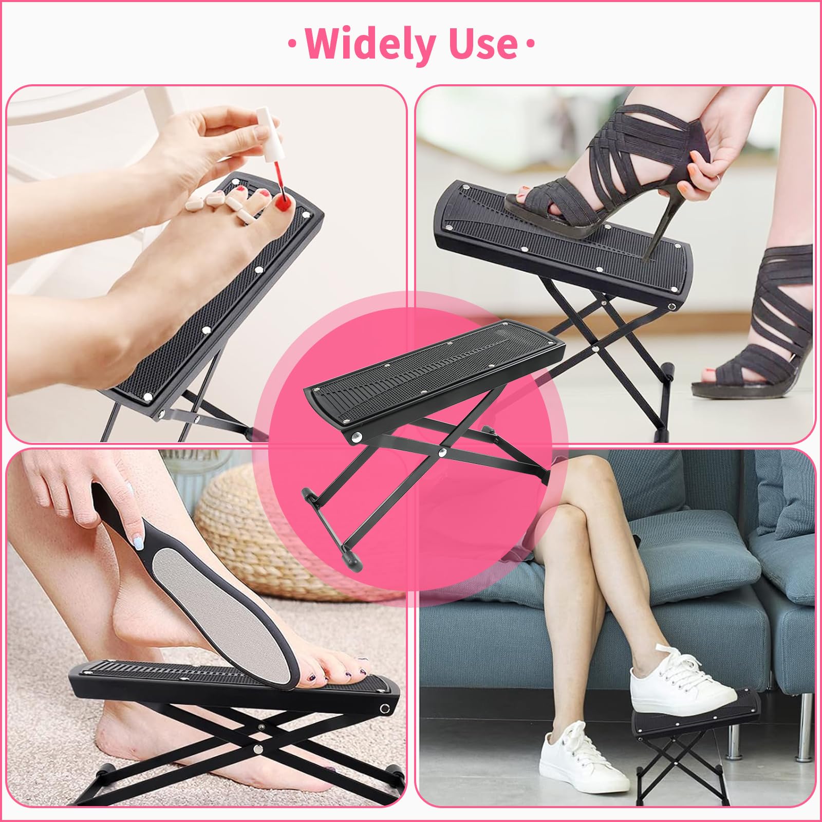 Pedicure Foot Rest, 6 Heights Adjustable Non-Slip Foot Stand for Pedicure, Foldable Pedicure Stool Tool for Easy at Home Pedicures, No More Bending or Stretching - Image 7