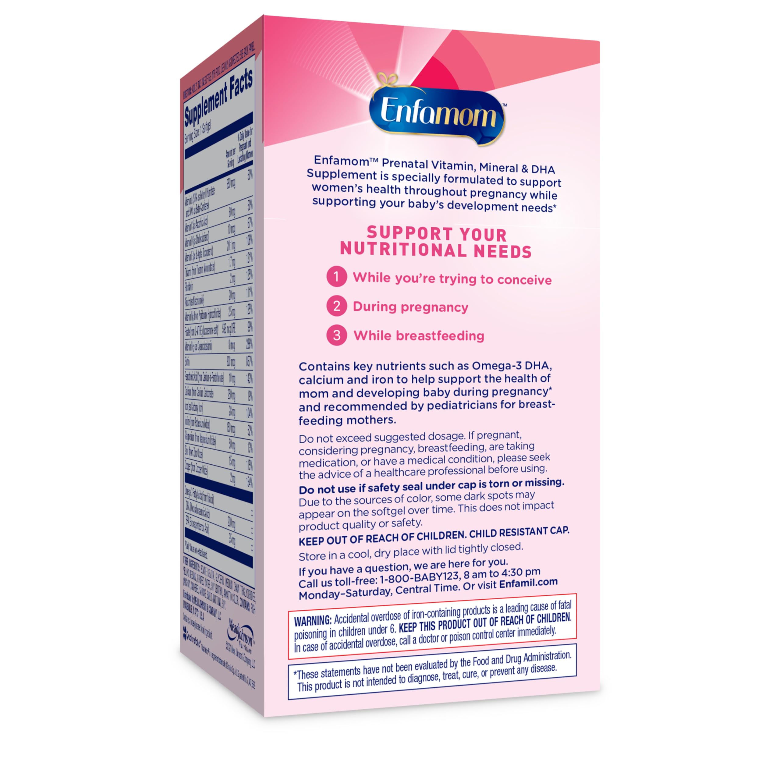 Enfamil Enfamom Prenatal Vitamin & Mineral, Supplement for Women with Calcium, Vitamin D, Vitamin C, Omega 3 DHA, 90 softgels (3 month supply)