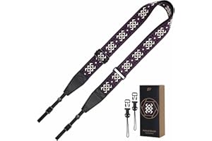 Padwa Lifestyle Adjustable Camera Strap - 1.5" Full Grain Leather Ends Camera Straps for Photographers, Adjustable Neck Shoulder & Crossbody Cotton Strap Quick Release for Cameras and Binoculars