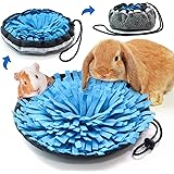 Rabbit Foraging Mat, Interactive Feed Game for Boredom, Small Pet Puzzle Toy, OVMKOV 9.44" x 9.44" Polar Fleece Snuffle Pad B