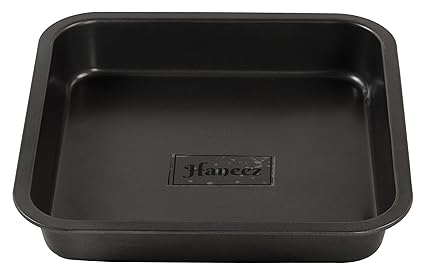 Haneez Square Baking Tray, Large (9.5 Inches), Non-Stick, For Cake, Loaf, Pizza, Puddings & Bread. Premium Steel, Nonstick Coating, Food Grade.