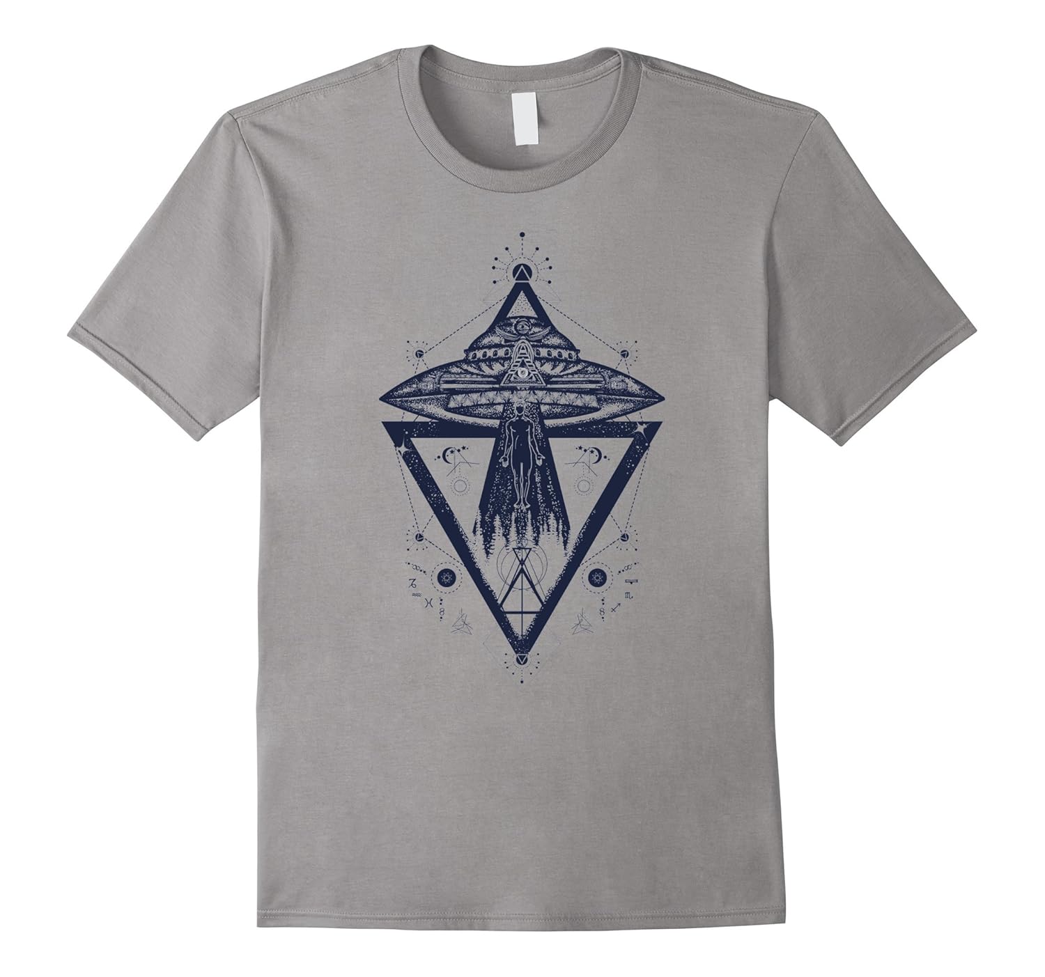 UFO Abducting Man Abstract Geometric T-Shirt-ANZ