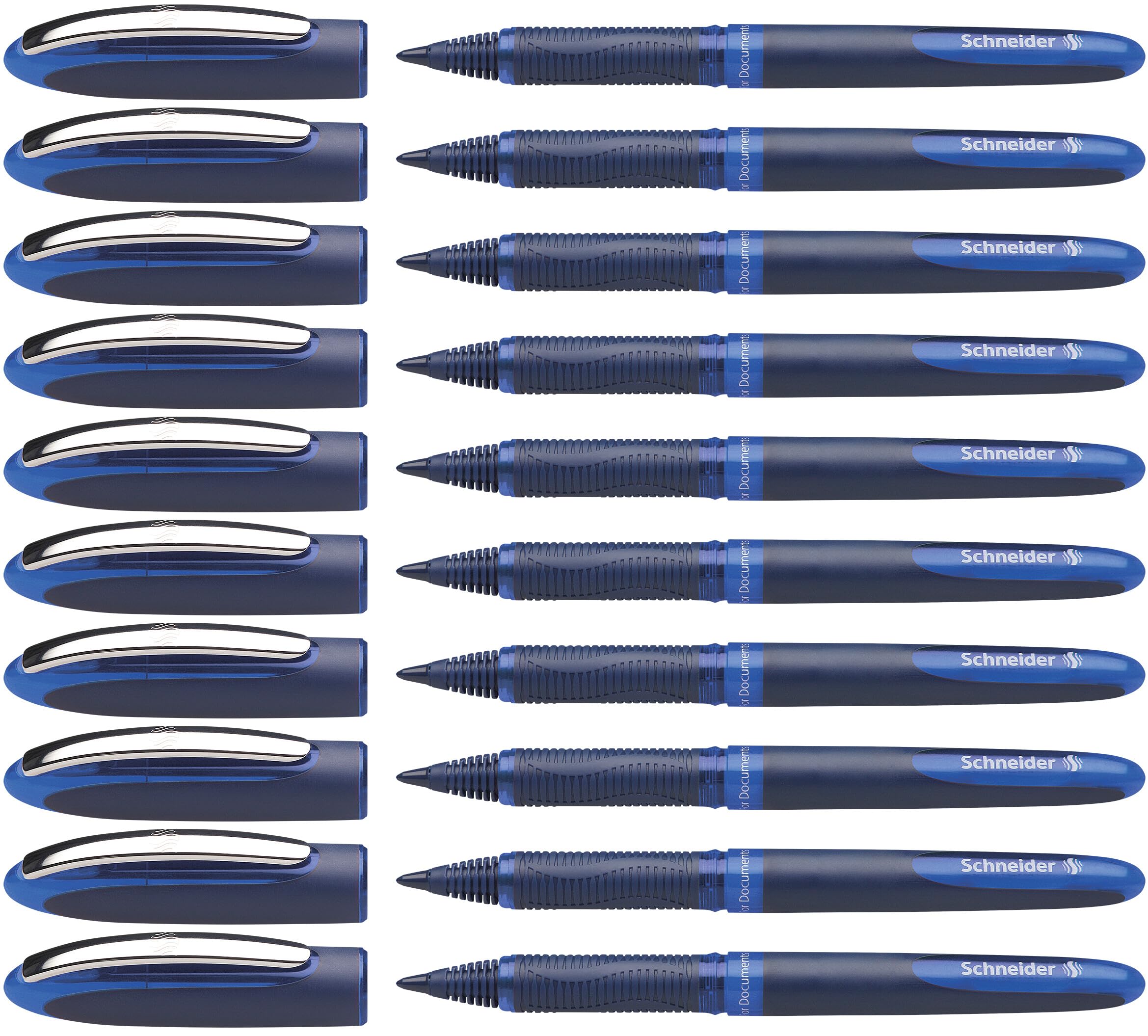 Schneider One Business Non-Retractable Ballpoint Pens with Liquid Ink, Pack of 10 Blue