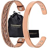 Copper Bracelets- for Men and Women| Set of 2 with Gift Box | Gift for Women & Men | Handmade 100% Copper (Plain and Inlay)