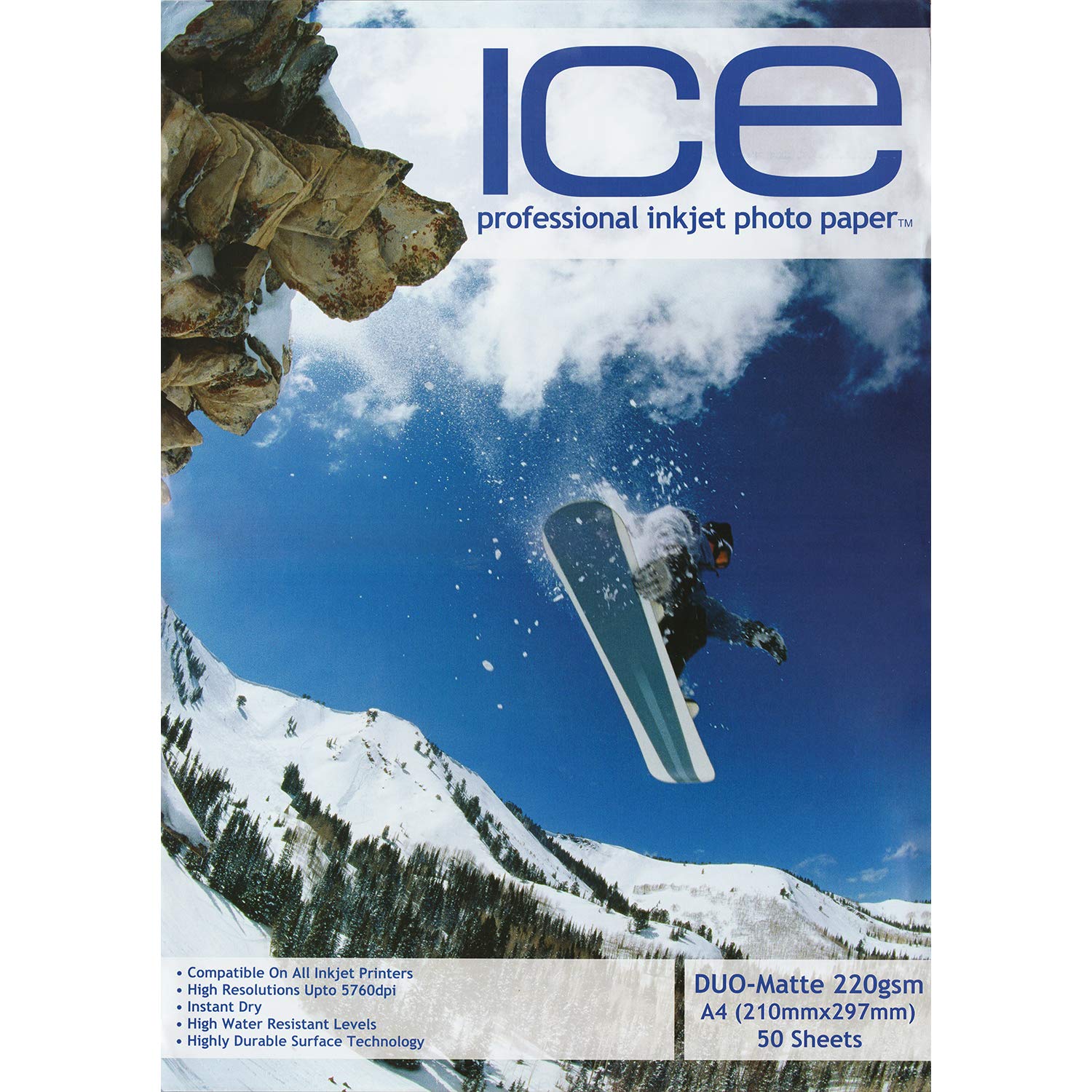 50 x ICE A4 Duo Matte/Matte Inkjet Photo Printing Paper - 220gsm - Professional Premium Photographic Paper