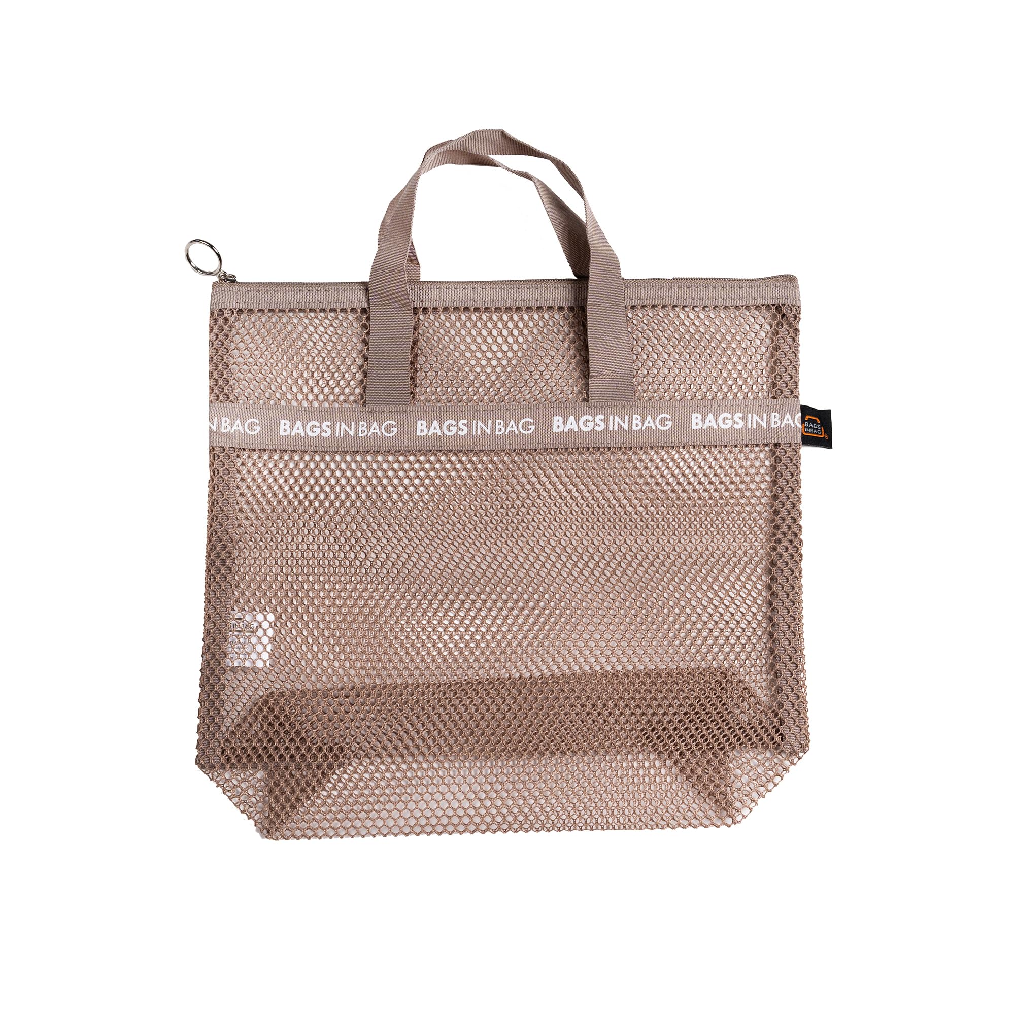 Mesh Travel Shower Caddy Tote Bag for Gym, Swim, Dorms, Bathrooms, Brown, S