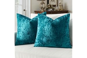 MIULEE Teal Blue Velvet Throw Pillow Covers Set of 2 18x18 Inches, Soft Neutral Decorative Pillow Cases with Luxurious Textur