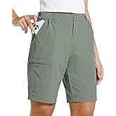 Willit Women's 10" Hiking Cargo Shorts Stretch Golf Active Long Quick Dry Outdoor Summer Shorts