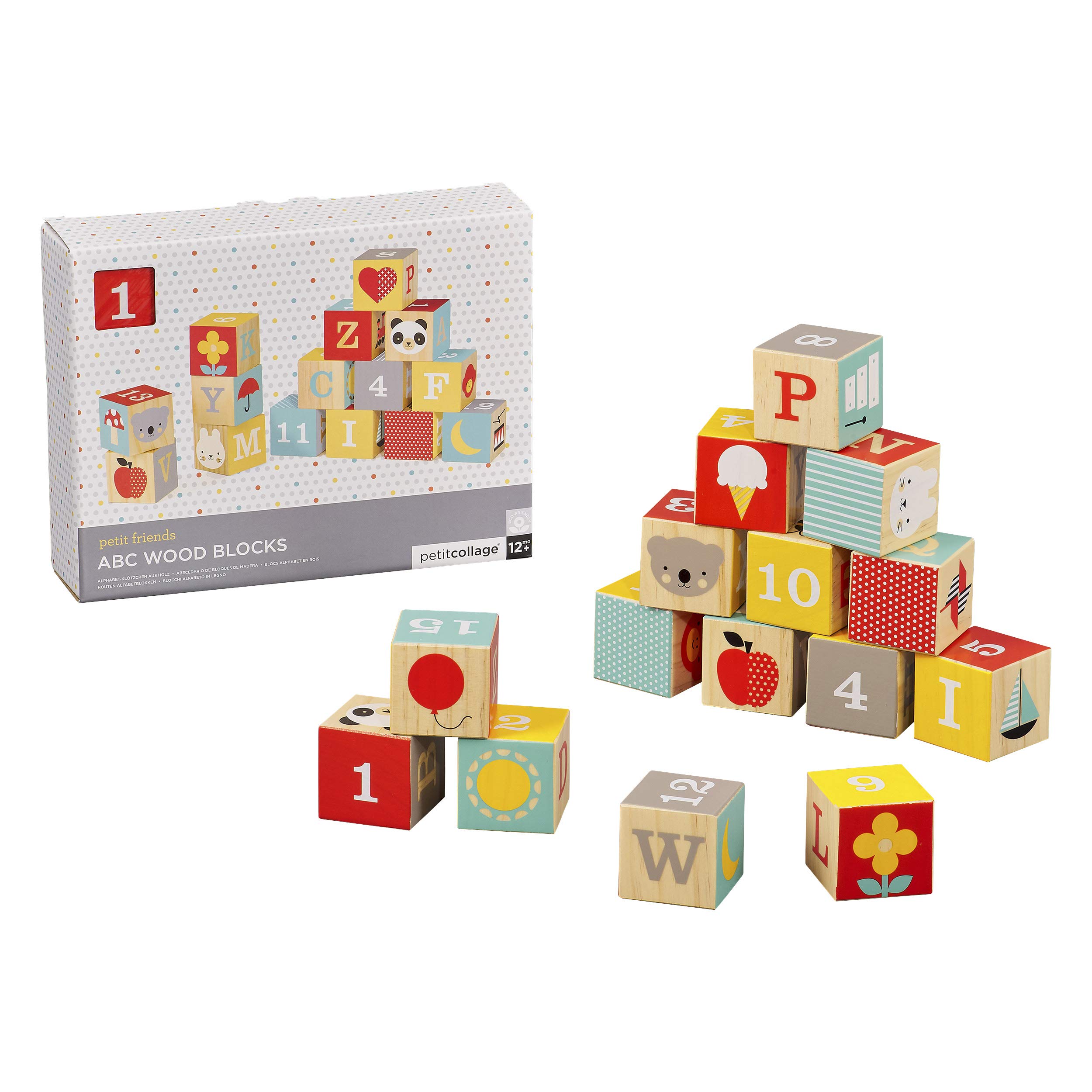 Petit Collage PTC314 ABC Wood Blocks Stacking, Multi