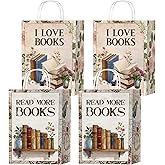 Wxiben Book Themed Party Decorations - 16 Pcs Book Club Party Favor Bags, Vintage Flower Goodie Candy Wrapping Paper Bags with Handles, Reading Theme Decor Supplies for Girls Women