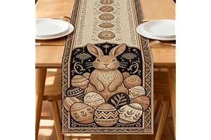 Vintage Rabbit Easter Table Runner, Rustic Spring Decor for Home Family Gatherings Holiday Celebrations 13x72 Inch