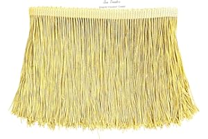 SEW TRENDS 5 Yards of 4" Long Chainette Fringe Thread Yarn Tassel Trim Braid Fringe for Crafts Sewing and Decor-Light Gold