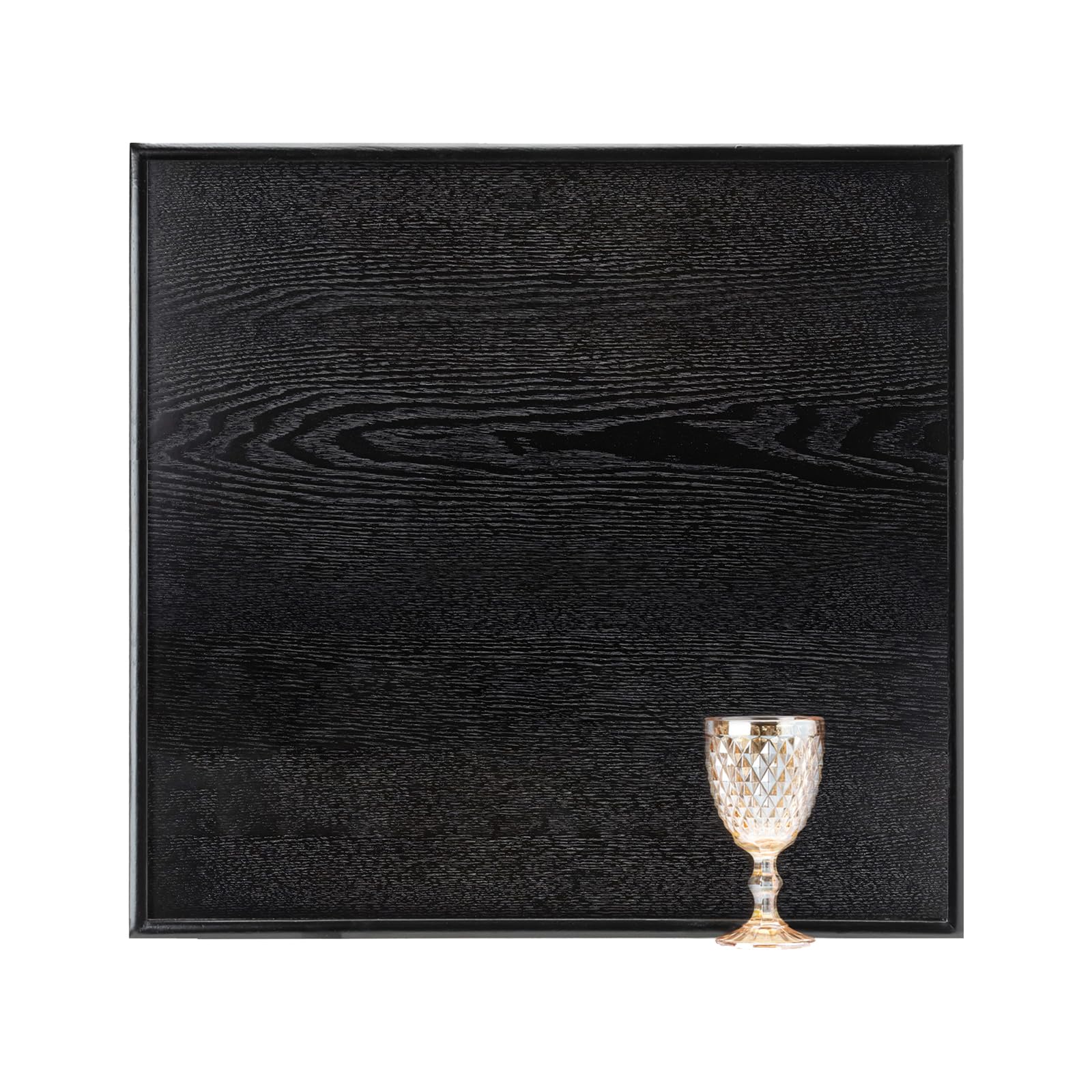 Photo 1 of 20 x 20 Inches Large Square Black Solid Wood Ottoman Tray, Serve Tea, Coffee or Breakfast in Bed, Classic Wooden Decorative Serving Tray with Raised Edges, Kitchen Party Bar Server Table Tray