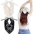 hoyuwak 2Pcs Crochet Bandanas Headbands Hair Accessories for Women Girls Knitted Floral Hair Styling and Decor (White, Black)