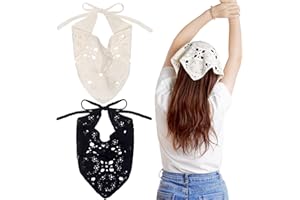 hoyuwak 2Pcs Crochet Bandanas Headbands Hair Accessories for Women Knitted Floral Hair Styling and Decor (White, Black)