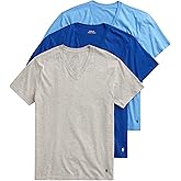 POLO RALPH LAUREN Mens Classic Fit w/Wicking 3-Pack V-Necks Harbor Island Blue/Rugby Royal/Andover Heather MD One Size