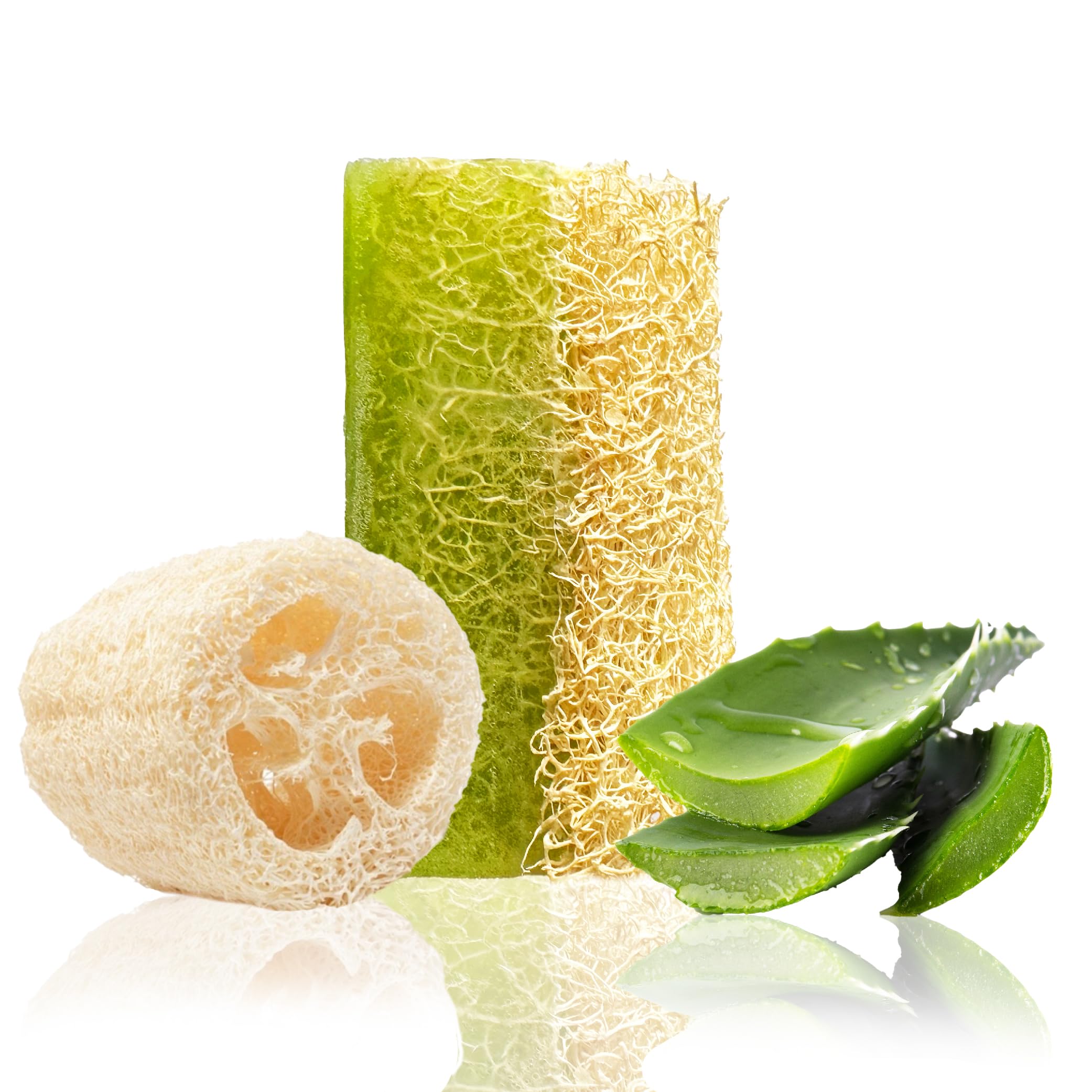 STORELUXY 130gr Aloe Vera Soap Bar With Pumpkin Fiber Natural Handmade Loofah | Oil Balance, Reduces Dryness, Collagen, Cures Blackheads and Acne, Vitamins C and E, Anti Ageing Skincare — image 1