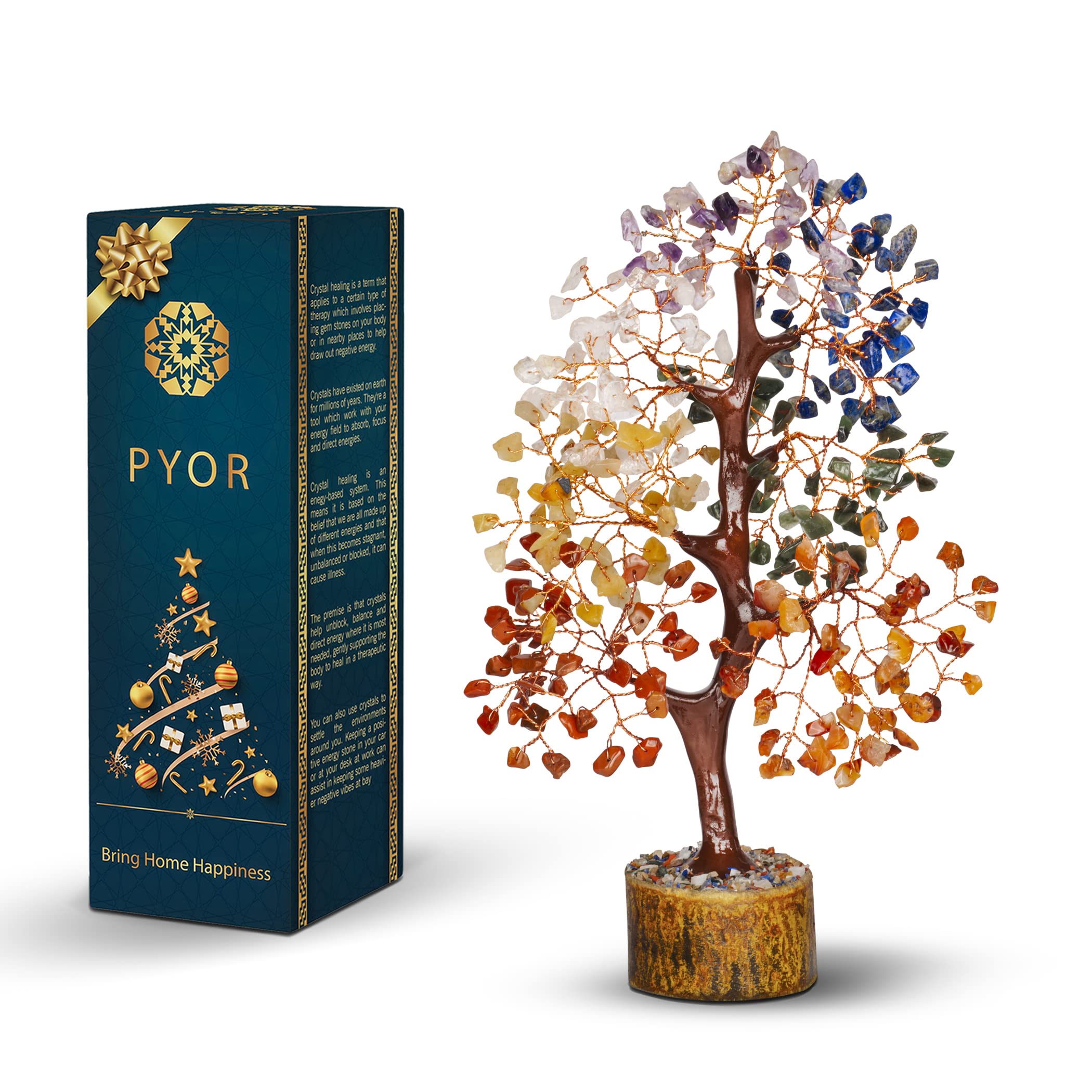 PYOR Chakra Tree Of Life, Office Feng Shui Decor, Gemstone Trees, Crystals, Goodluck Gift, 7 Chakra Tree Of Life, Tree Of Life, Meditation Gifts , Chakra Stones, Rock Tree, Gemstone Bonsai Tree