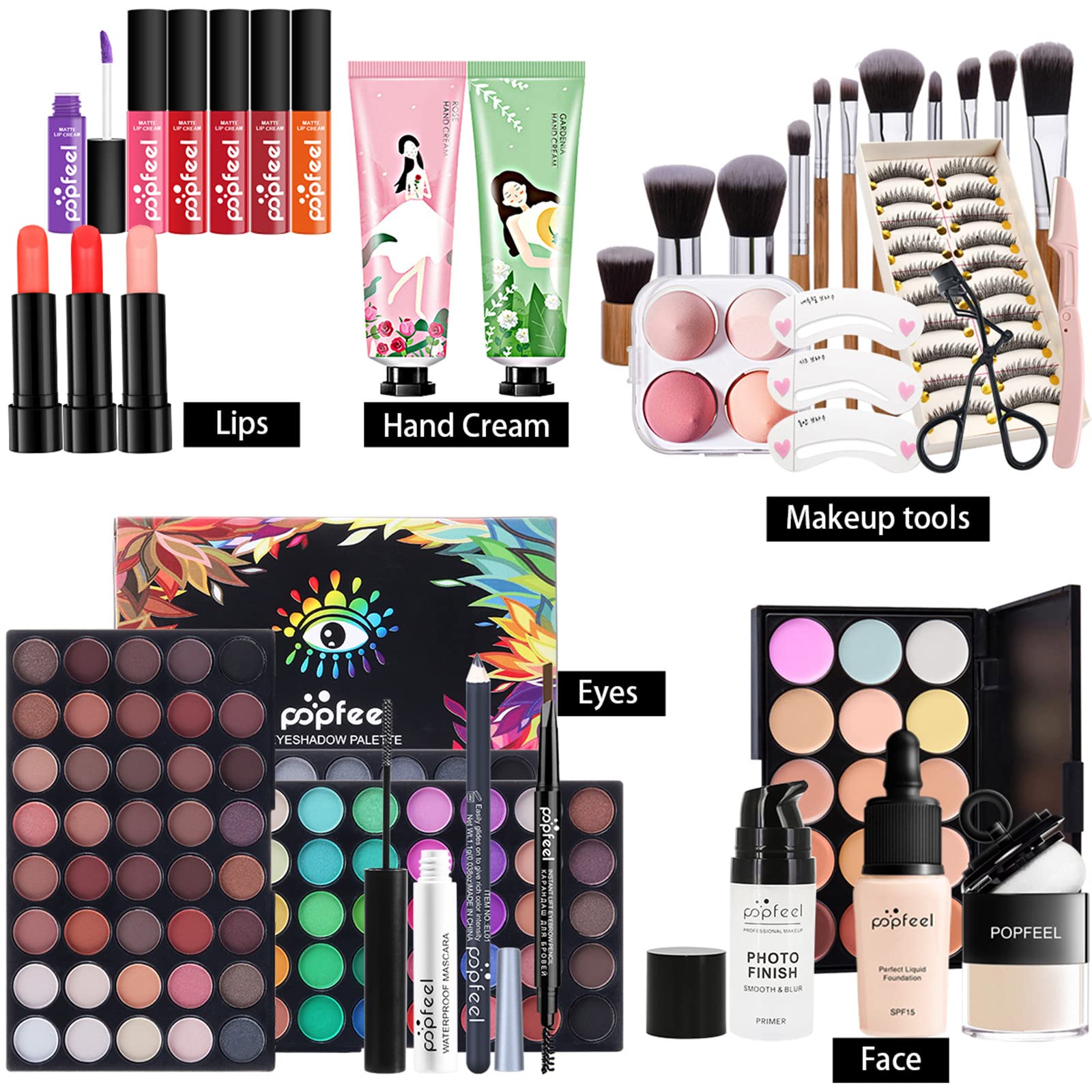 All-in-One Makeup Gift Set Carry All Makeup Kit for Women Full Kit With Makeup Bag Lipgloss Lipstick Concealer Blush Foundation Face Powder Eyeshadow Palette Cosmetic Palette #5