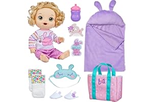 Baby Alive Bunny Sleepover Baby Doll, Bedtime-Themed 12-Inch Dolls, Sleeping Bag & Bunny-Themed Doll Accessories, Toys for 3 Year Old Girls and Boys and Up, Blonde Hair (Amazon Exclusive)