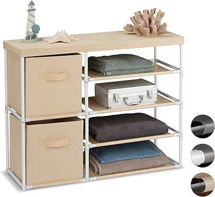 Relaxdays Armoire Tissu Commode Deux Tiroirs Structure Metal 6 Casiers 65x 80 5x29 Cm Blanche Beige Polyester Plastique 65 X 80 5 X 29 Cm Amazon Fr Cuisine Maison