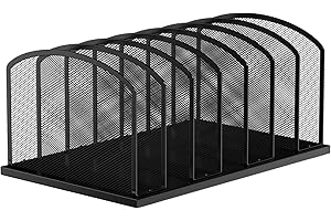 MINDEPOT Desk File Organizer 7 Sections Upright Mesh File Sorter Organizer for Desk, Office Organization File Holder for Home, Office & Classroom (Black, 1Pack)