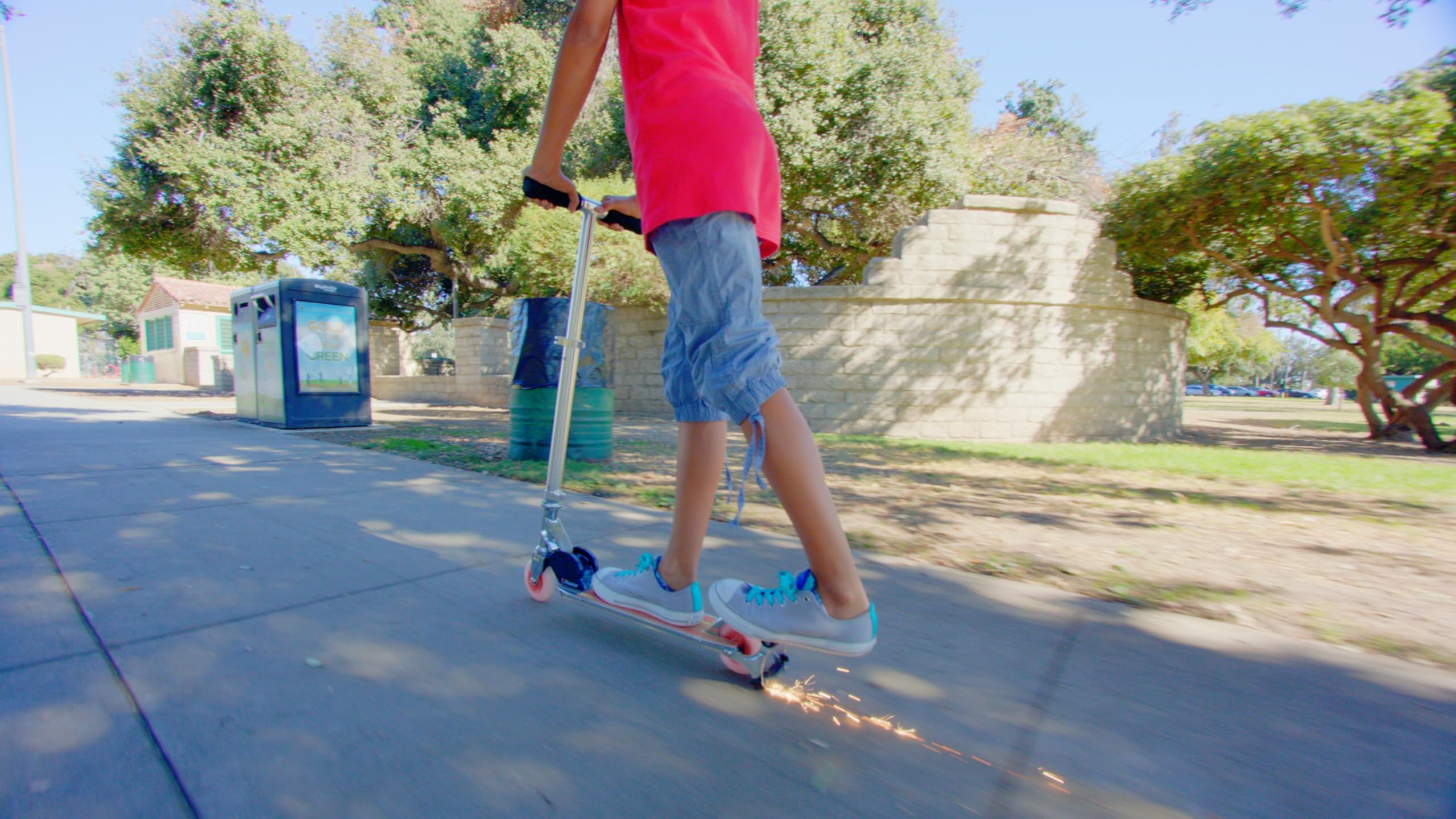 Razor Spark Ultra Kick Scooter for Kids Ages 8+ - Ultra Bright LED Wheels, Rear-Fender Brake, Adjustable Handlebars, for Riders up to 143 lbs