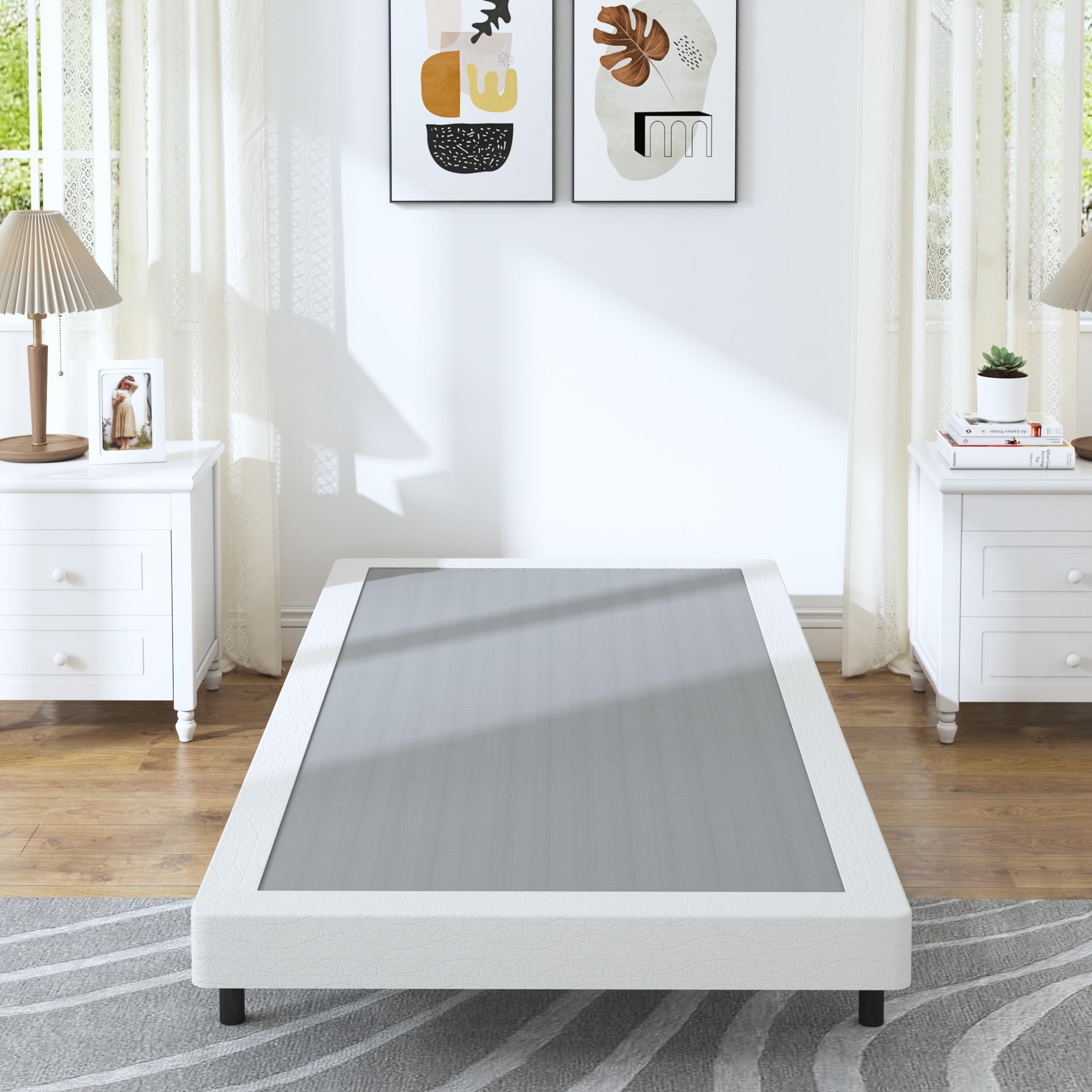 Photo 1 of HOBINCHE Twin Box Spring - 4 Inch High Profile Box Spring for Twin Bed, Sturdy Metal Frame Mattress Foundation, Easy Assembly, Quiet & Noise-Free