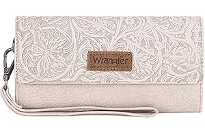 Montana West X Wrangler Western Wallets for Women Trifold Wristlet Wallets Large Capacity Women Clutch Wallet with Coin Purse
