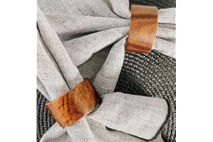 ARNCRAFT Napkin Holder Set of 12 Handmade Acacia Wood Dining Table Napkin Ring Classic Everyday Thanksgiving Holiday Christmas Festive Party Gift Farmhouse Décor