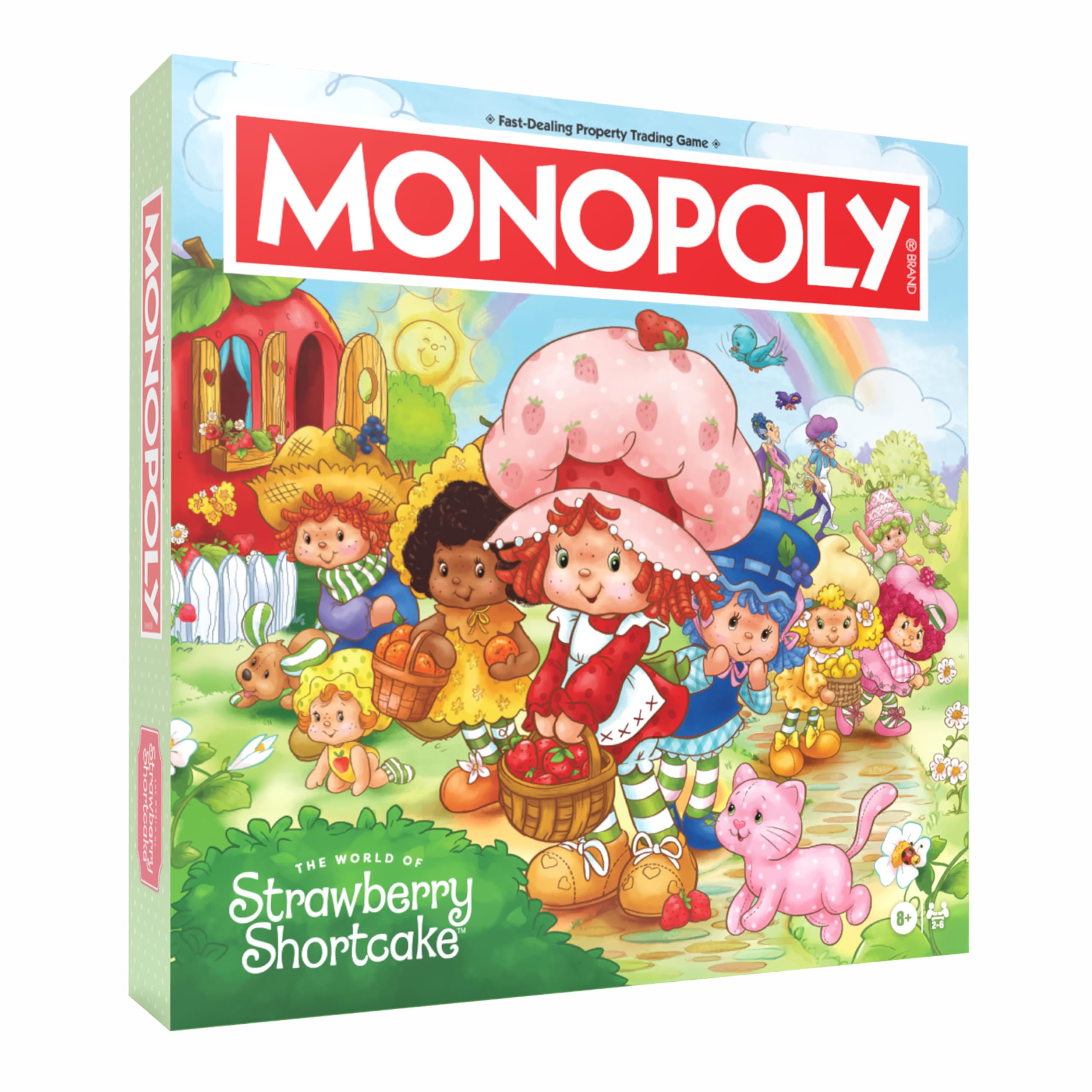 Monopoly: Strawberry Shortcake Board Game, Buy, Sell & Trade Locations Like Big Apple City, Citrus Acres & More, Includes 6 Collectible Tokens Like Blueberry Muffin's Basket & More, Official Merch