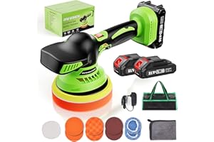 Avhrit 6 Inch 21V Cordless Car Buffer - Polisher Kit with 2 X 2.0 Batteries, Car Wax Buffer for Detailing, Polisher Offering 6 Variable Speeds for Detailing/Waxing/Buffering/Polishing