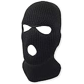 3 Hole Knitted Full Face Ski Mask Winter Balaclava Face Cover for Outdoor Sports (Black)