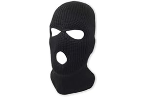 GRINDERPUNCH 3 Hole Knitted Full Face Ski Mask Winter Balaclava Face Cover for Outdoor Sports (Black)