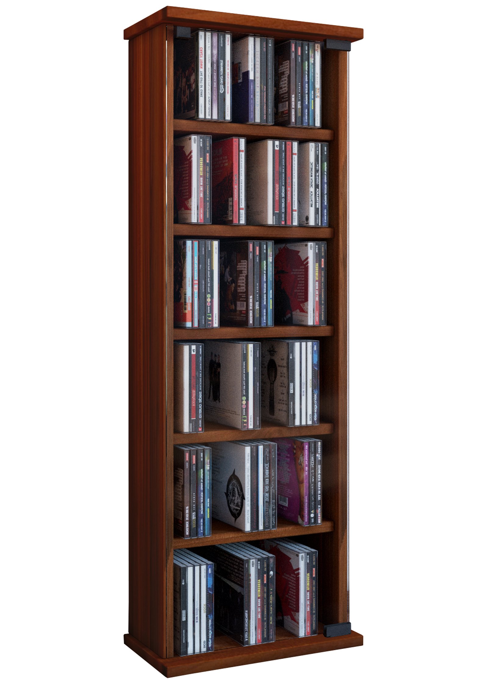 VCM Shelf Cabinet Storage Unit CD DVD Media Furniture Stand Tower Wood Glass Door "Vetro" Beech Wood