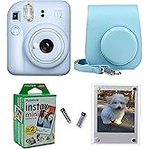 Fujifilm Instax Mini 12 Instant Camera + Pro Design Protective Case & Magnetic Lucite Frames, 20 Sheets (Pastel Blue)