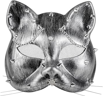 Deguisement Fete Halloween Carnaval Gothique Steampunk Masque Chat Steam Pussy Argent Amazon Fr Jeux Et Jouets