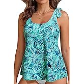 Women's Flowy Tankini Top Only- Modest Swimsuit Top Tie Knot Bathing Suit No Bottom 2025