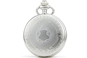 SEWOR Vintage Elegant Carving Pocket Watch Mechanical Hand Wind (Silver)