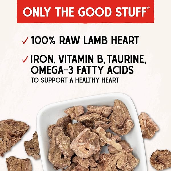 STELLA & CHEWY’S FREEZE-DRIED RAW LAMB HEART DOG TREATS – SINGLE INGREDIENT, NO ADDITIVES – PREMIUM TRAINING TREATS – PERFECT FOR PICKY EATERS – 3OZ BAG
