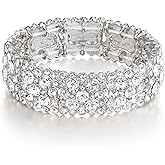 EVER FAITH Women's Round Austrian Crystal Elegant Bridal Stretch Bracelet