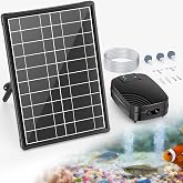 POPOSOAP 8W Solar Pond Aerator, Solar Air Pump for Pond with Solar &amp; Battery Dual Power, 24H Continuous Aeration, 3 Working Modes for Small Pond, Fish Pond, Fish Tank P9275