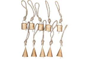 Vivanta Pack of 10, Christmas Bells for Decoration – Jingle Bells for Crafts, Vintage Cow Bells, Witch Bells, Tin Bells, Small Hanging Bells for Home Decor, Farmhouse & Boho Christmas Ornaments, Gold