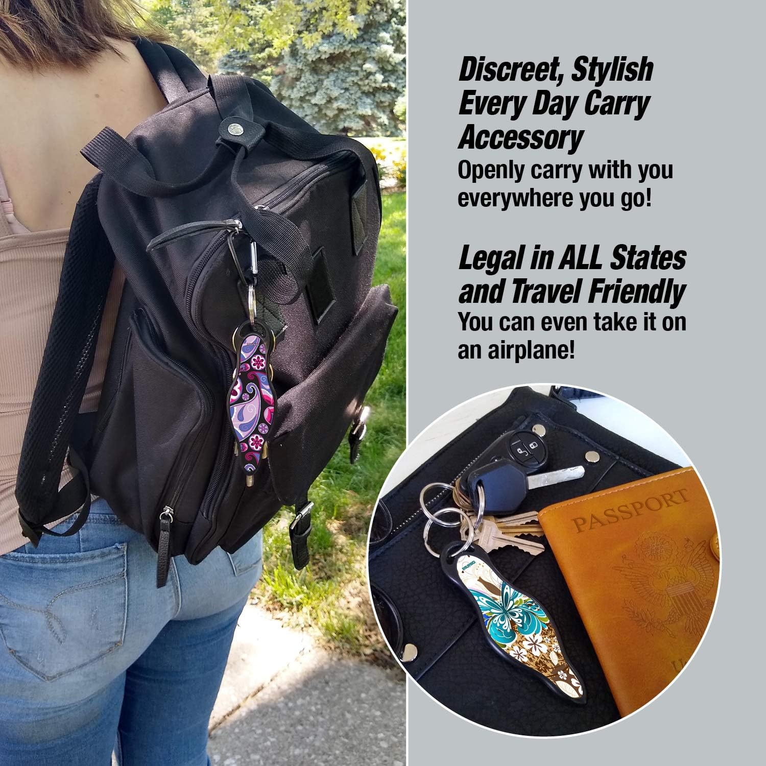 MUNIO Self Defense Kubaton Keychain with Ebook (Modern Flowers) at  Women’s Clothing store