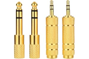 (4-Pack) Stereo Audio Plug Adapter, 3.5mm M to 6.35mm F Stereo Pure Copper Adapter, 1/8 Inch Plug Male to 1/4 Inch Jack Femal